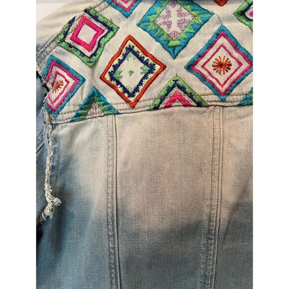 White Crow Embroidered Denim Jacket, Size Large, NWT - Picture 13 of 15